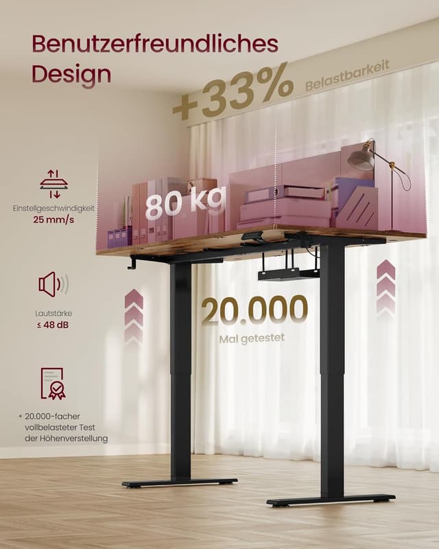 Thumbnail 6 de VASAGLE LSD146KD02 höhenverstellbarer Schreibtisch 160×80 cm