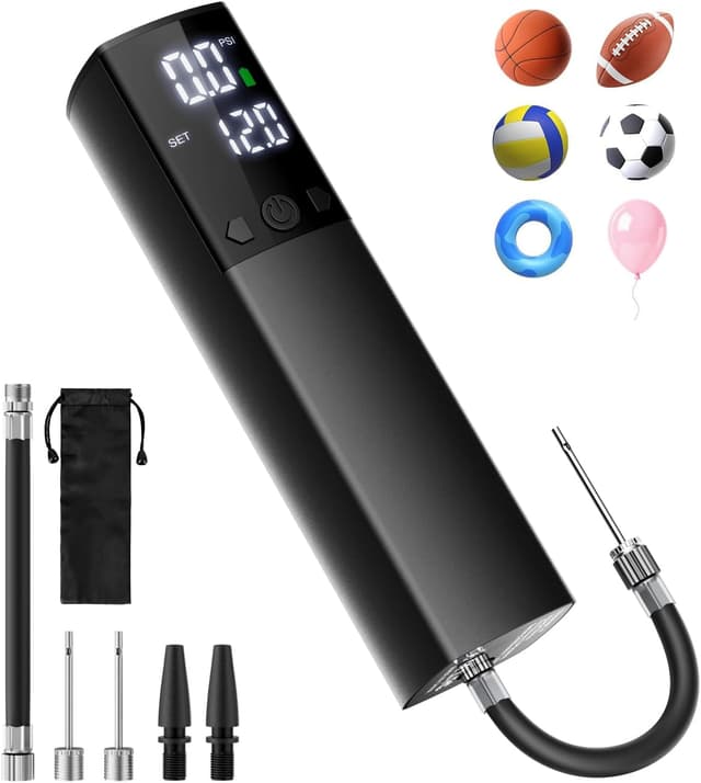 Detalle de Electric Ball Pump – Smart Air Pump with Accurate Pressure Gauge, LCD Display & Auto-Stop (Portable, USB Rechargeable)