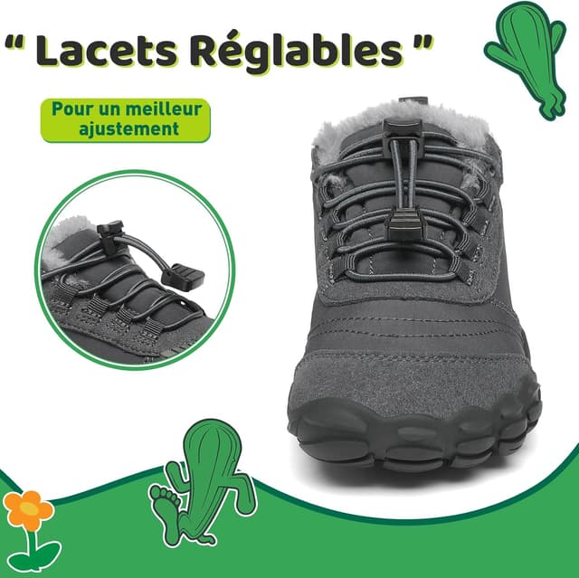 Detalle 2 de SAGUARO Will I – chaussures minimalistes d’hiver enfant, doublure chaude (25-36)