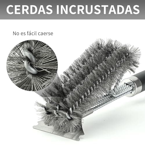Detalle 2 de AUXHCYL cepillo barbacoa inox 45,5 cm 3 en 1