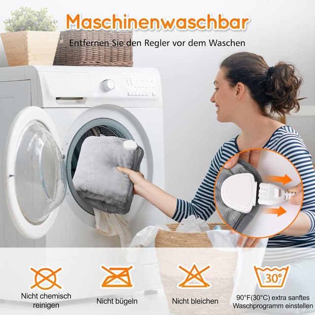 Detalle de OneAmg Heizkissen für Rücken, Schulter & Nacken (61 x 94 cm) mit 4-Stunden-Timer und Abschaltautomatik