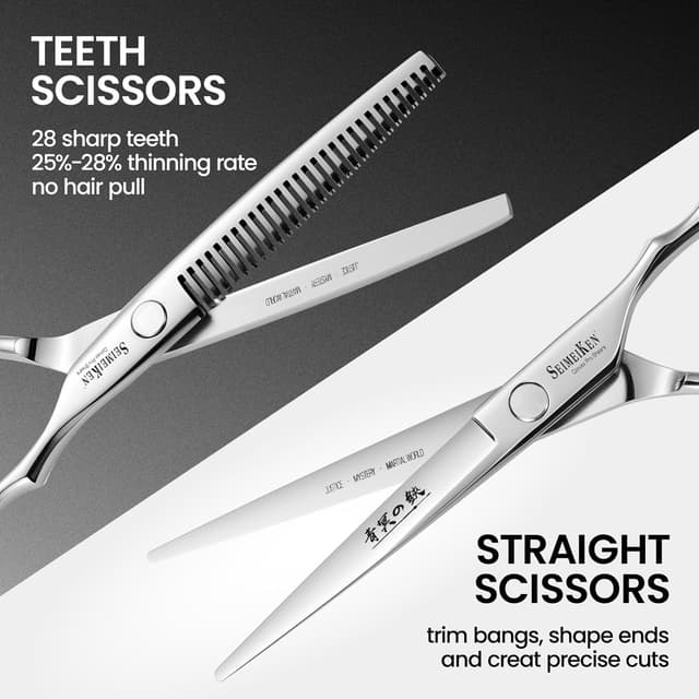 Detalle 2 de SEIMEIKEN Hair Cutting Scissors Kit (10PCS) – 6.0 Inch Hair Shears Set for Salon & Home Use