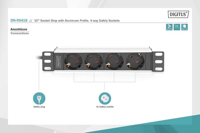 Thumbnail 2 de DIGITUS DN-95418 Multipresa 4 vie 1U 10 pollici
