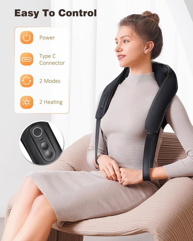 Detalle 2 de KNQZE® Cordless Neck Massager with 4D Shiatsu, Heat & Graphene Heating (cordless)