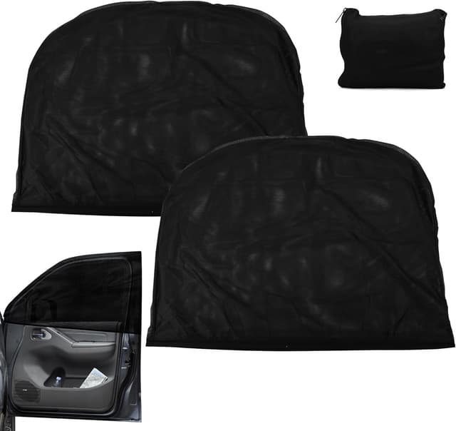 Detalle de 2er-Set elastische Sonnenblende / Insektenschutz-Mesh für Auto-Seitenfenster – atmungsaktiv & UV-geschützt