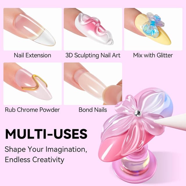 Detalle de Makartt Aufbaugel 4-in-1 für Gelnägel & 3D Nail Art (klar, antihaft) – 15 ml, UV/LED Lampe erforderlich