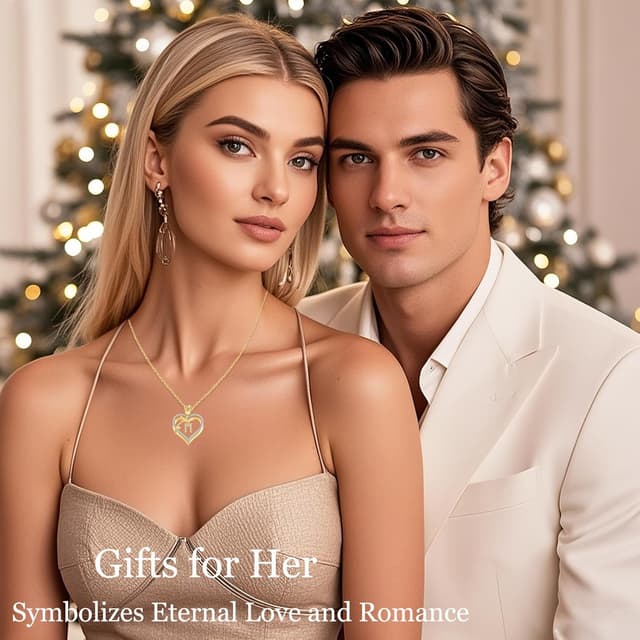 Detalle 2 de llyish Collier personnalisé femme initiale A-Z cœur double en laiton doré et zirconia 5A