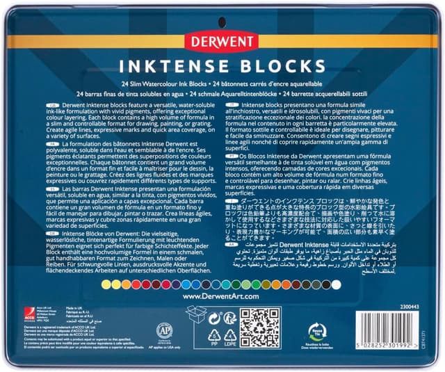 Thumbnail 6 de Derwent Inktense 💧 Caja con 24 Barras de Tinta Acuarelable Profesional