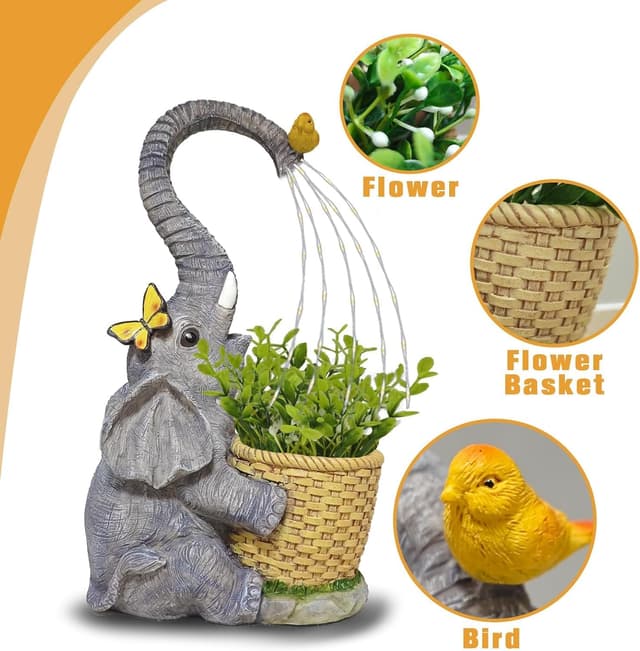 Thumbnail 4 de Lifemet Garden Elephant Solar Statue