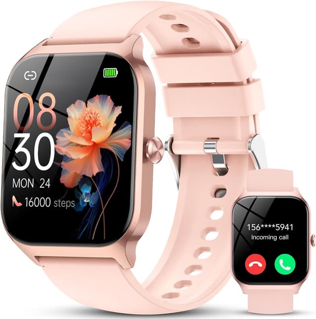 Detalle de CASCHO Smartwatch Donna con display 1,85" e chiamate Bluetooth, AI vocale, cardio, SpO2 e IP68 rosa