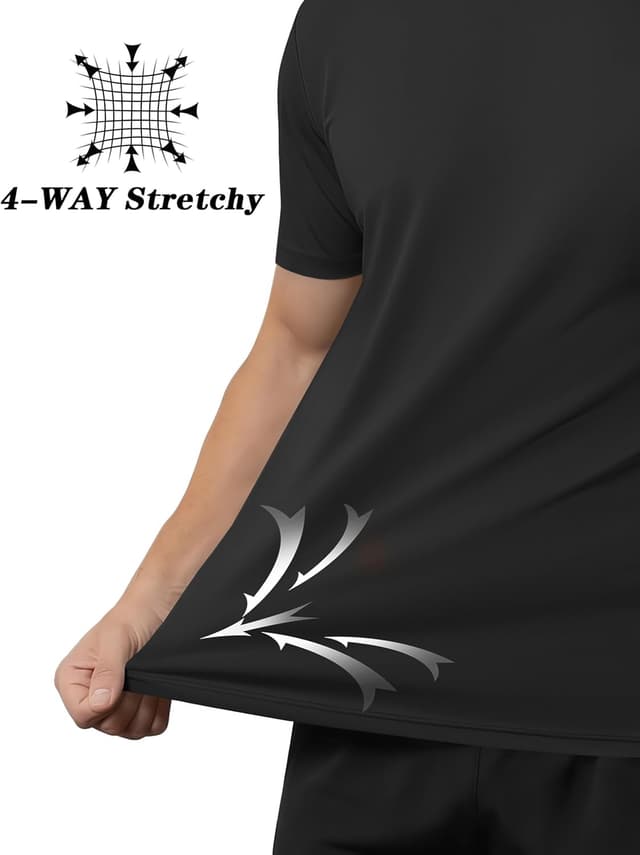 Detalle de KEFITEVD Men’s Short Sleeve UPF 50+ Rash Guard T-Shirts (Quick Dry, Four-Way Stretch)