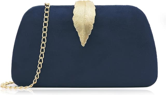 Thumbnail 6 de Milisente suede clutch bag with metallic clasp closure and gold shoulder chain
