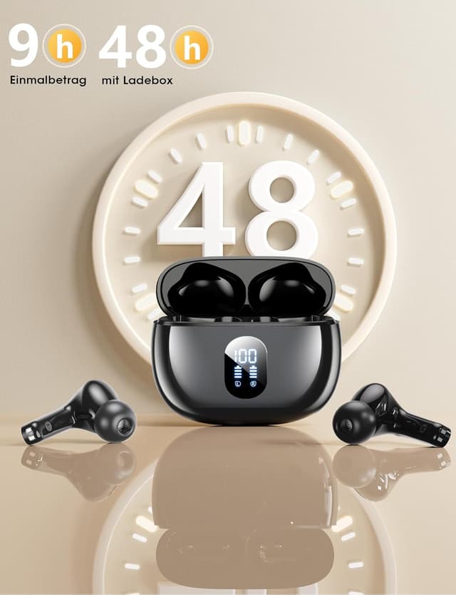 Detalle 2 de ZZU 2026 Bluetooth In-Ear-Kopfhörer kabellos (Bluetooth 5.4, 4× ENC Mikrofone, IPX7) – mit LED & bis zu 48 Std. Spielzeit