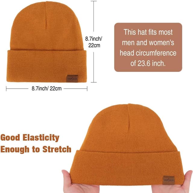 Detalle 2 de DRESHOW Satin Lined Beanie Hat – Unisex knitted skull cap with silky lining