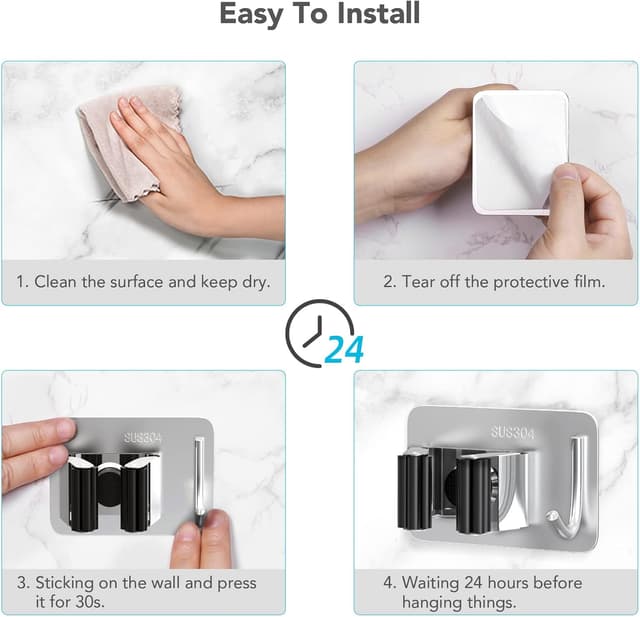 Thumbnail 6 de Homeasy Mop Broom Holder 4-piece