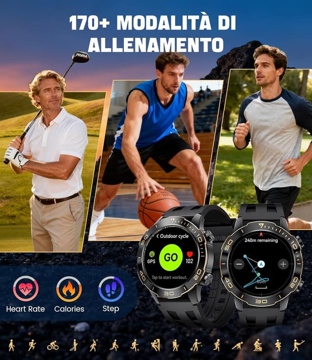 Detalle de DREMAC Smartwatch Uomo Lusso: alluminio robusto, display AMOLED 1,43" e tracker sportivo/ salute