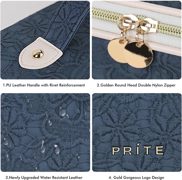 Thumbnail 6 de Prite Large Capacity Makeup Bag with Clear Divider and Handle (Waterproof Travel Toiletry Case)