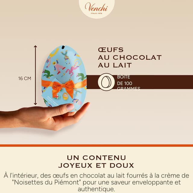 Detalle de Venchi tirelire en métal avec 9 petits œufs au chocolat (100 g) – Collection Printemps