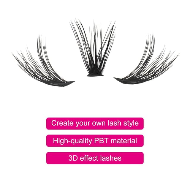 Detalle de Fadlash Cluster Wimpern (40 Wurzel) D Curl 0,07 mm – 12 mm, mittlere Länge, 120 pcs für DIY