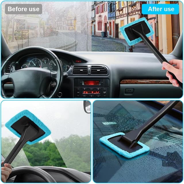 Thumbnail 6 de URAQT Car Windscreen Cleaner Brush (2PCS) with Long Reach Handle and 4 Washable Microfibre Pads