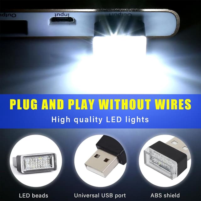 Detalle de Augeny 7 PCS USB LED Car Interior Atmosphere Lamp (Plug-in USB, Multi-Color)
