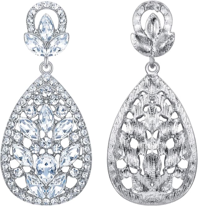 Detalle de Parure de bijoux femme Clearine en cristal transparent (collier, boucles d’oreilles et bracelet)