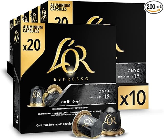 Detalle de L'OR Espresso Onyx | 200 Cápsulas Intensidad 12