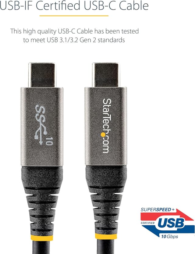 Detalle de StarTech.com USB-C-zu-USB-C-Kabel 1 m (10 Gbps, USB-IF zertifiziert) USB31CCV1M