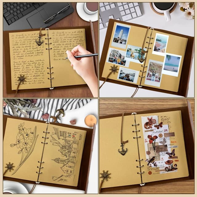 Detalle 1 de Taccuino A5 in pelle PU ricaricabile vintage 80 fogli