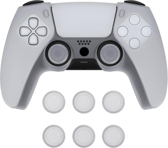 Detalle de Playvital Pure Series Dockable anti-slip silicone cover skin for PS5 controller (clear white)