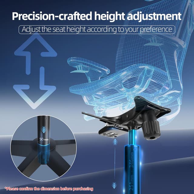 Detalle 2 de Mastery Mart Gasdruckfeder für Bürostühle: 251–346 mm, Klasse 4 (bis 450 kg) – Ersatzteil