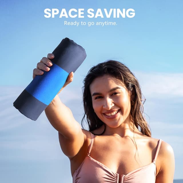 Detalle 2 de Winthome Beach Towel for Adults (90×180cm) – Large Microfibre Quick-Dry, Sand Free Towel with Bag, Blue Gradient (1 pack)