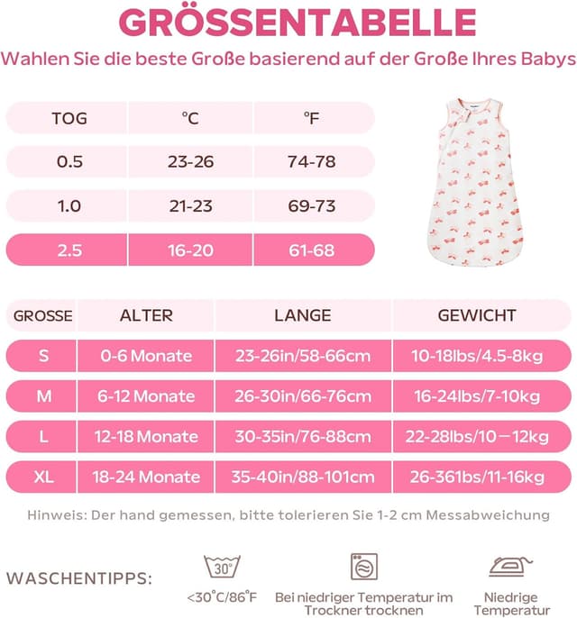 Thumbnail 4 de ToyaTec Baby Schlafsack 2,5 Tog Kuschelweich