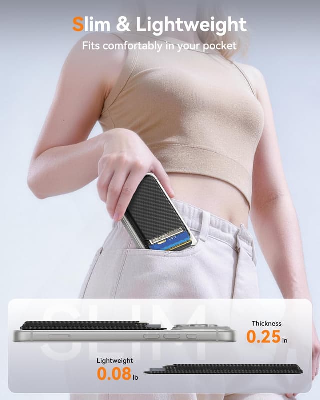 Thumbnail 6 de Fanseesy MagSafe Wallet (Carbon Fibre) – Slim 5 Card Holder with Magnetic Closure