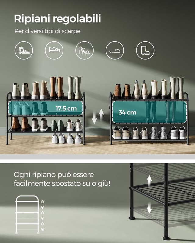 Thumbnail 3 de SONGMICS Scarpiera 3 Ripiani regolabili