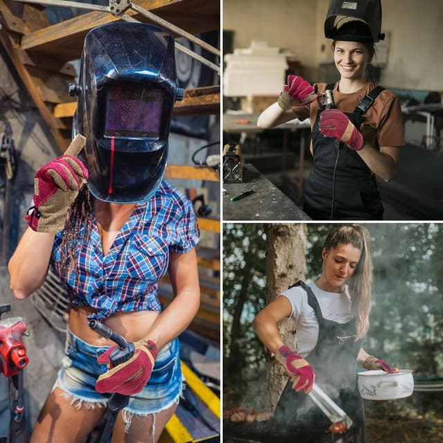 Detalle de AOUCHI Lederhandschuhe für Gartenarbeit klein