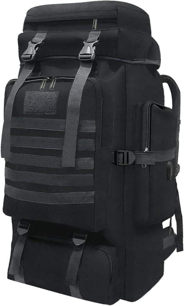 Detalle de Wesoke 80L (100 litres) Camping & Hiking Backpack – waterproof 600D Oxford, Molle tactical rucksack, extra-large outdoor travel daypack
