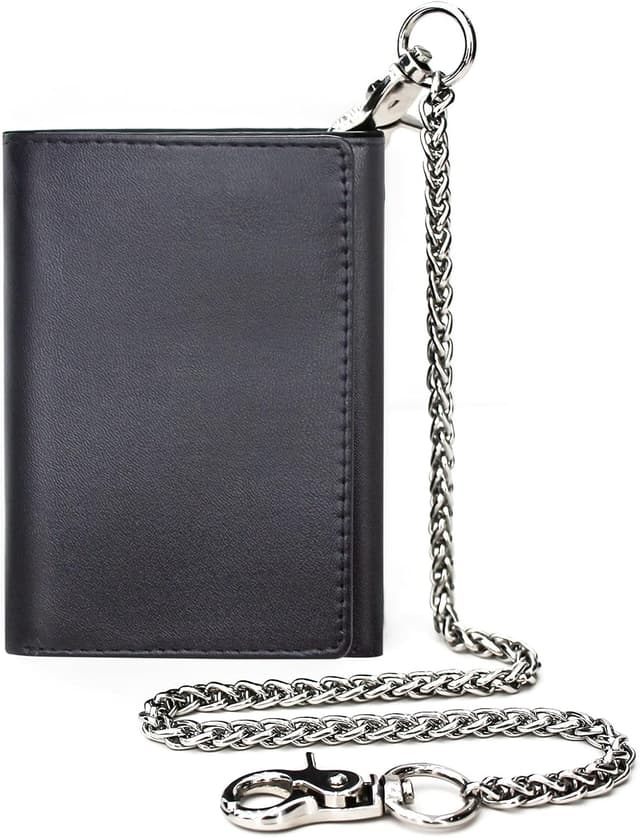 Detalle de boshiho Carbon Geldbörse für Herren mit abnehmbarer Kette, RFID-Schutz und Slim-Design