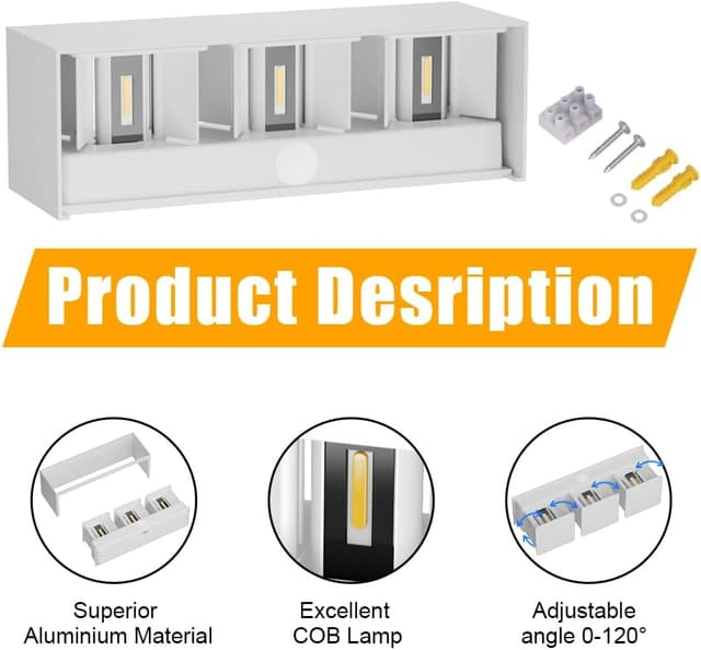 Detalle de Klighten applique murale LED 30W étanche IP65 avec détecteur de mouvement et faisceau réglable (4000K blanc naturel)