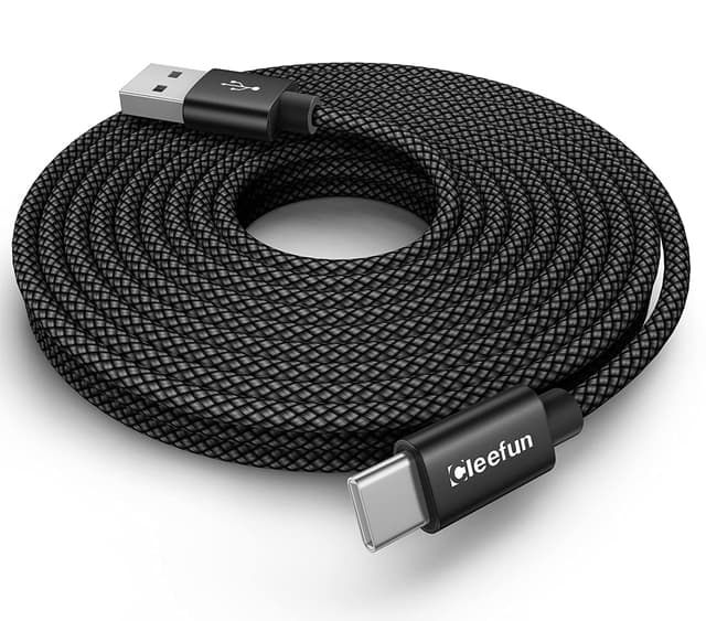 Detalle de CLEEFUN 6m (20ft) USB-A to USB-C extra-long cable with QC 3.0 fast charging