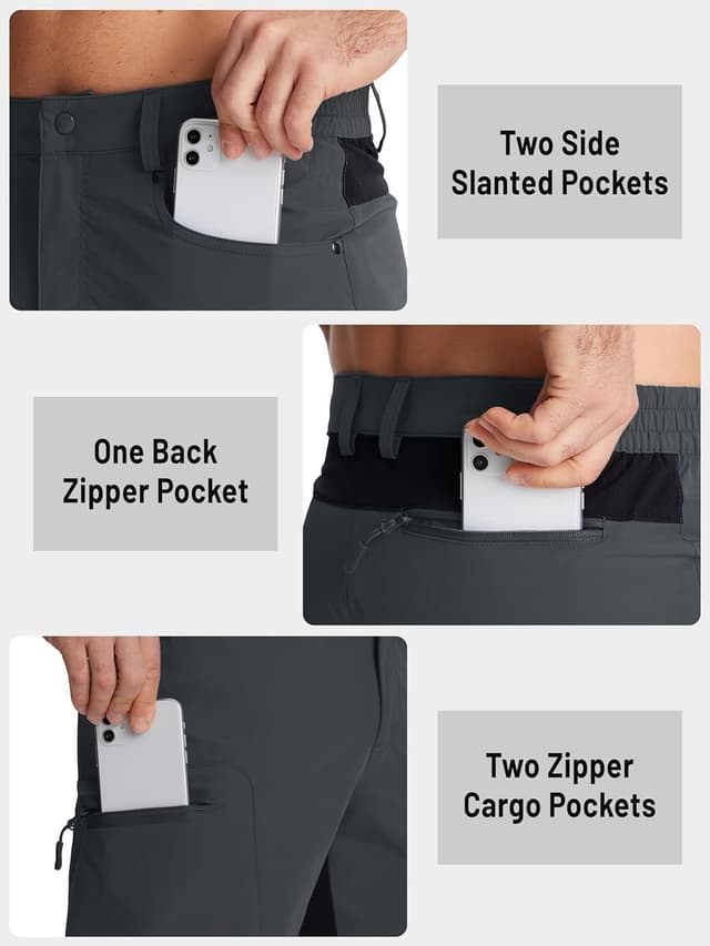 Detalle de TACVASEN Men’s Hiking Cargo Shorts 10" with Zipper Pockets (Quick-Dry Stretch)