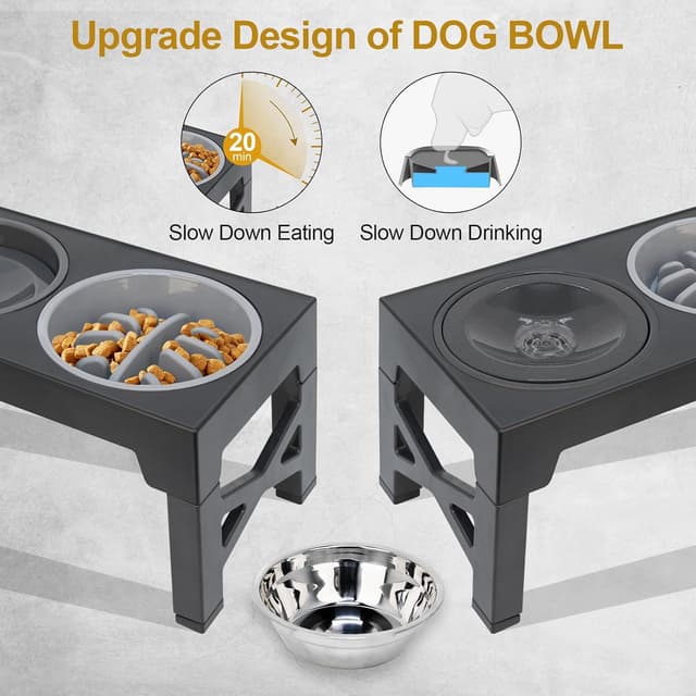 Detalle de Polegas 3-in-1 Raised Dog Bowl with Slow Feeder
