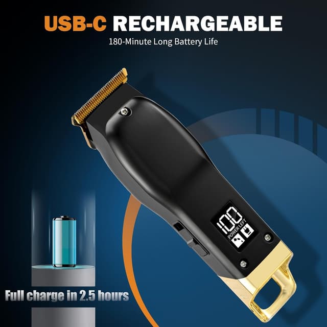 Detalle 2 de Elehomyou Beard Trimmer for Men (Rechargeable, Cordless) for Face, Neck & Body Grooming