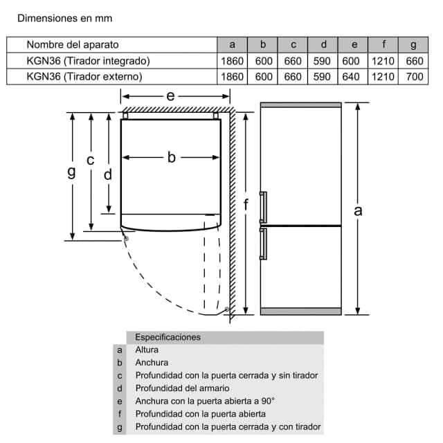 Detalle de Bosch KGN36VWED frigorífico combi No Frost (reacondicionado Grado B)