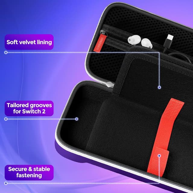 Detalle 2 de ProCase Carrying Case for Nintendo Switch 2 (2025) with 24 Game Card Slots – Purple