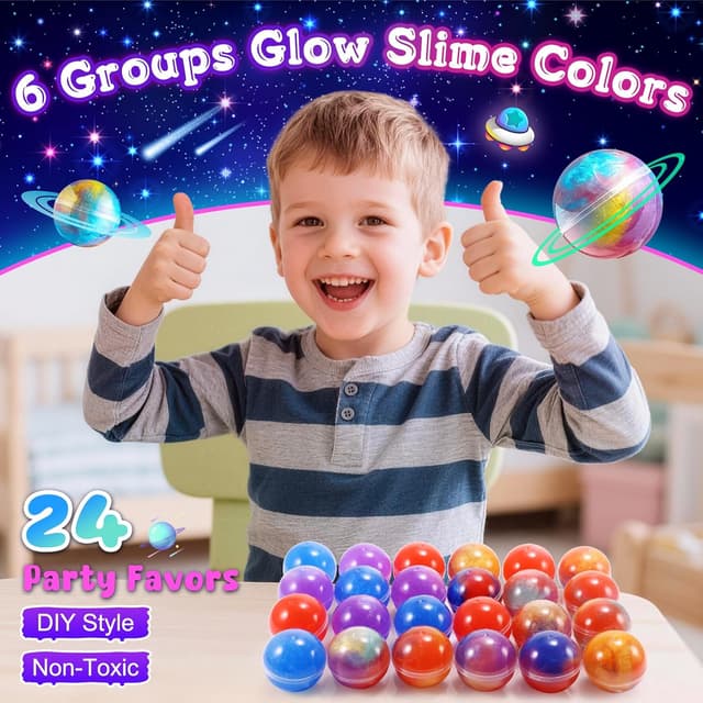 Detalle 2 de Hapikids Galaxy Glowing Slime Set 24-teilig