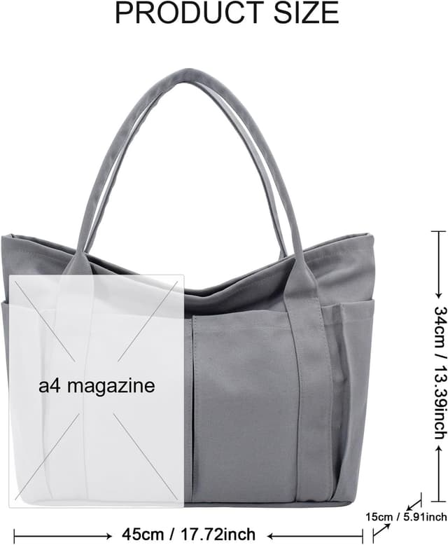 Thumbnail 4 de Große Canvas Tote Bag 45x34x15 cm