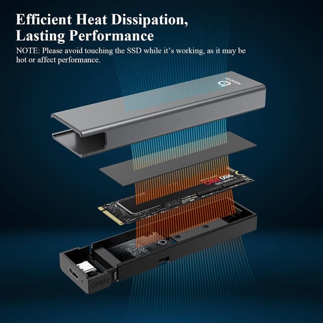 Detalle de Xiaobi M.2 NVMe SSD Gehäuse (USB 3.2 Gen 2, 10 Gbps) für M-Key/B+M-Key NVMe