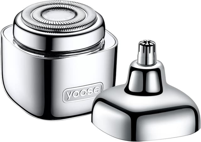 Detalle de yoose 2 in 1 Tagliapeli Naso e Rasoio Elettrico ricaricabile USB-C, impermeabile IPX7 con testine intercambiabili