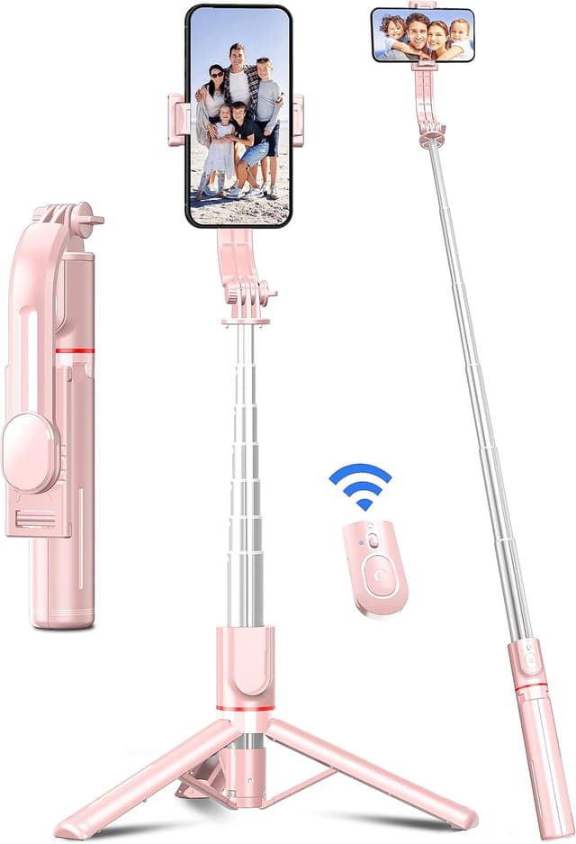 Detalle de SelfieShow 41'' Phone for Tripod selfie stick tripod stand with wireless remote (Pink)